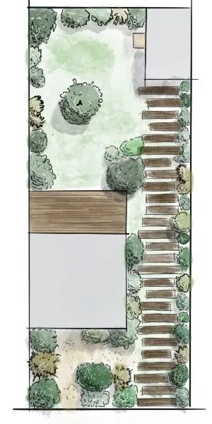 Plan dessiné à la main du jardin d'Île-Tudy